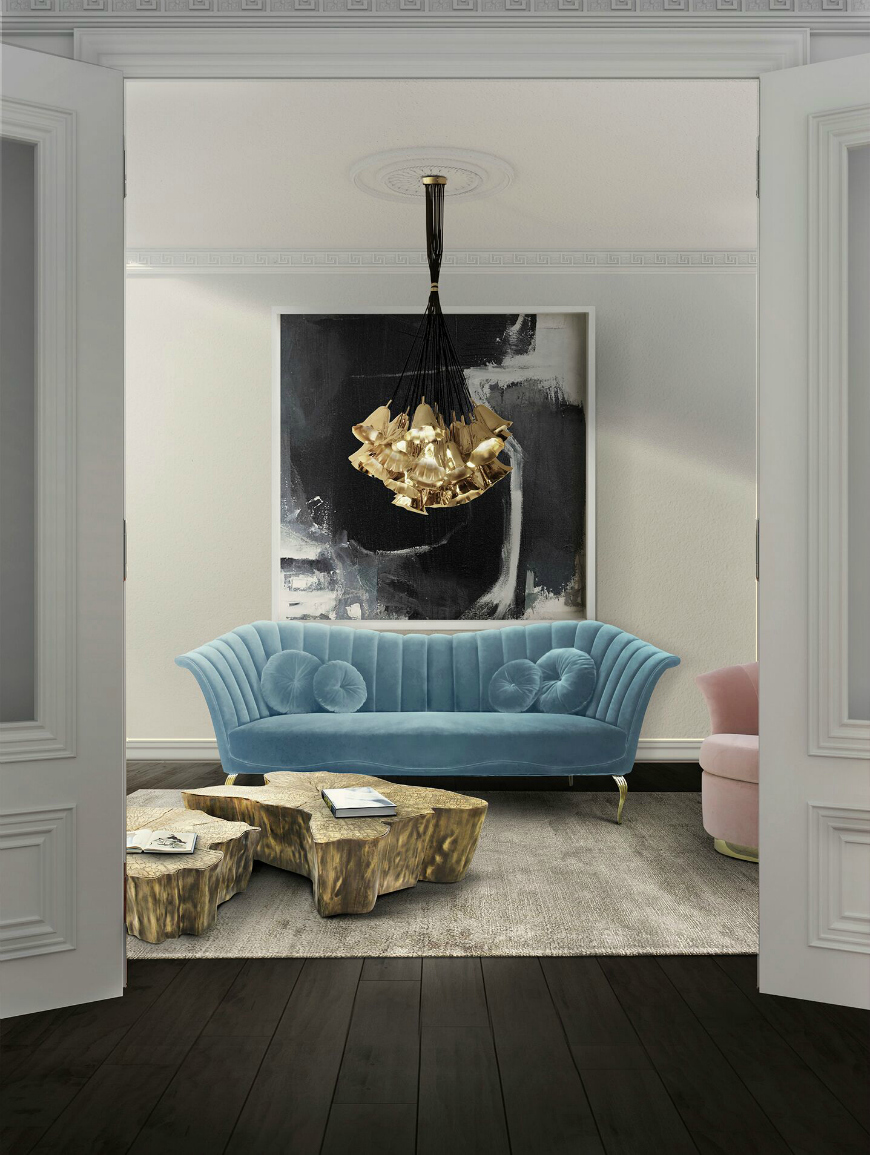 living room sofa: blue sofa