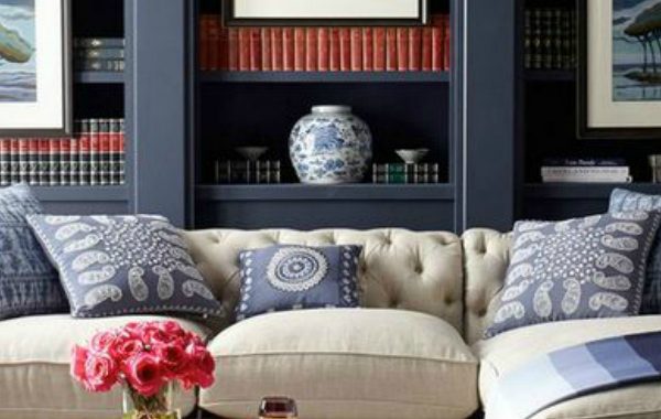 How To Style A BookShelf Behind Your Living Room Sofa