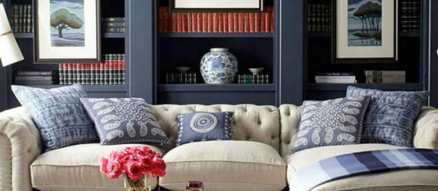 How To Style A Bookshelf Behind Your Living Room Sofa Modern Sofas